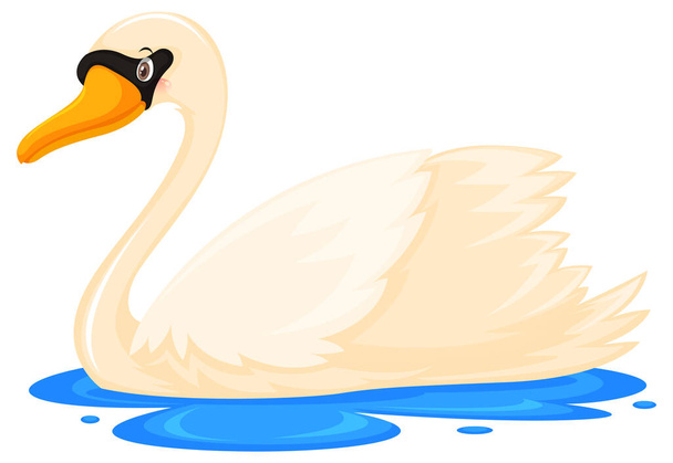 Cisne branco em desenho animado ilustração estilo - Vetor, Imagem
