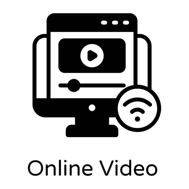 video and audio player flat icon in glyph design - Wektor, obraz