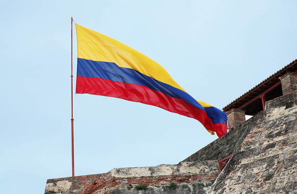 τοπίο με τη σημαία της Κολομβίας - Φωτογραφία, εικόνα