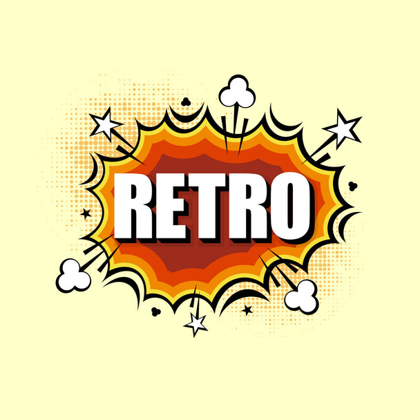 Retro vintage poster in pop style. 70s boom sticker style. Vector illustration - Vetor, Imagem