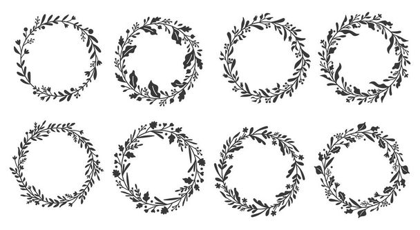 conjunto de marcos de corona sobre fondo blanco - Vector, Imagen