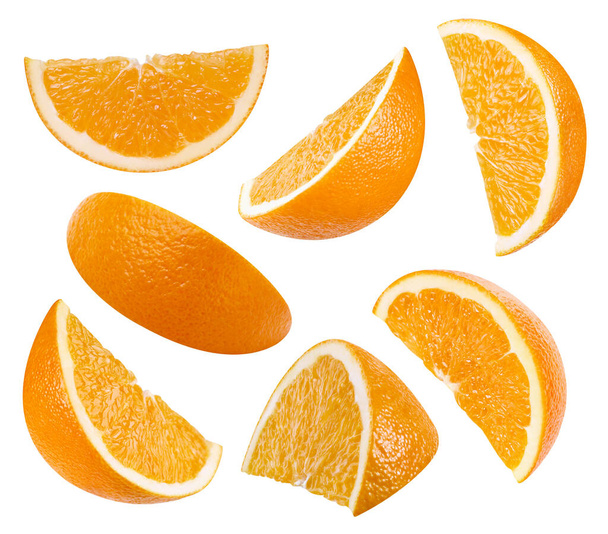 Orange slice. Fresh organic orange isolated on white background. Orange with clipping path - Fotoğraf, Görsel