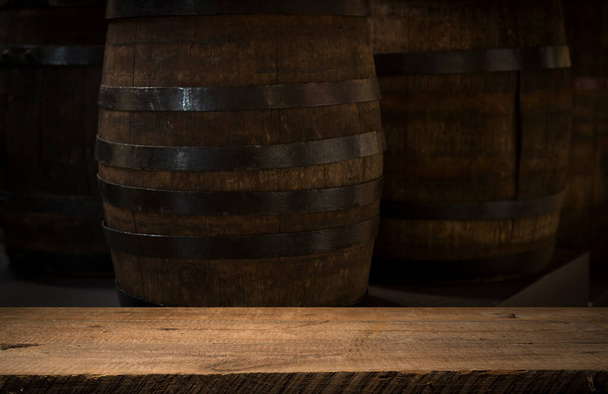 Wooden oak barrel isolated on white background - Φωτογραφία, εικόνα