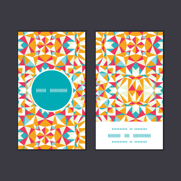 Vector colorful triangle texture vertical round frame pattern business cards set - ベクター画像