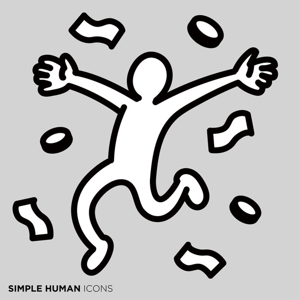 Simple serie de iconos humanos "Las personas que están satisfechos con el aumento de los activos" - Vector, imagen