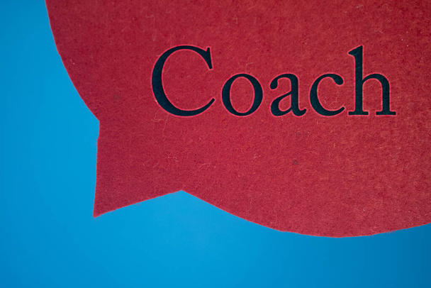 Sprechblase vor farbigem Hintergrund mit Coach-Text. - Foto, Bild