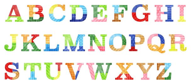 watercolor vector patchwork colorful alphabets - Vektör, Görsel
