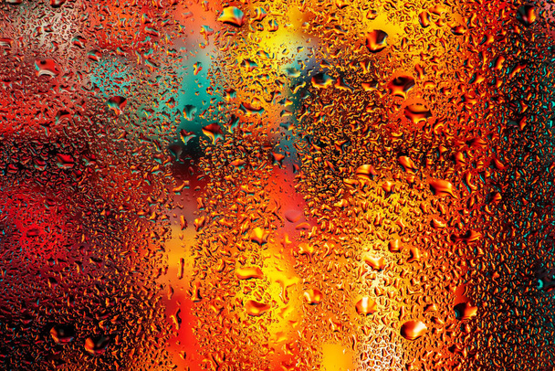 Condensation on the clear glass window. Water drops. Rain. Abstract background texture. - Photo, Image