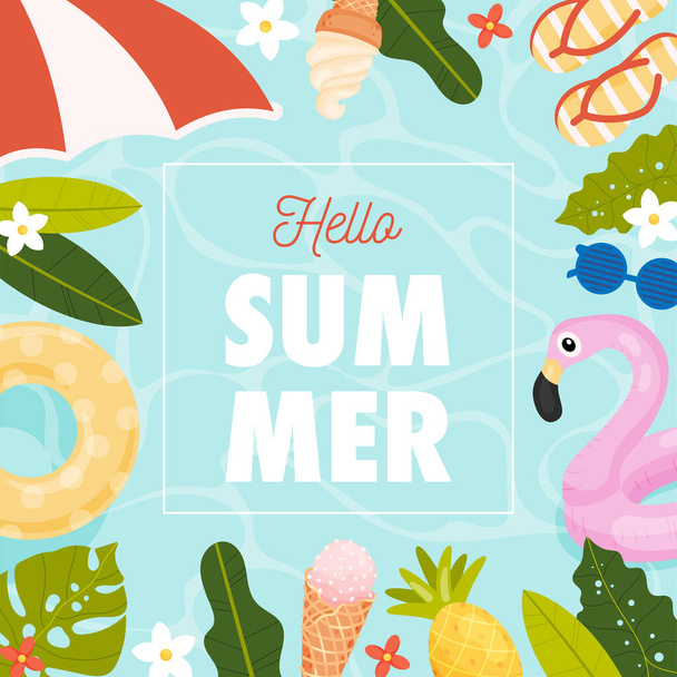 Hello Summer card. Vector illustration concept. - Vector, imagen