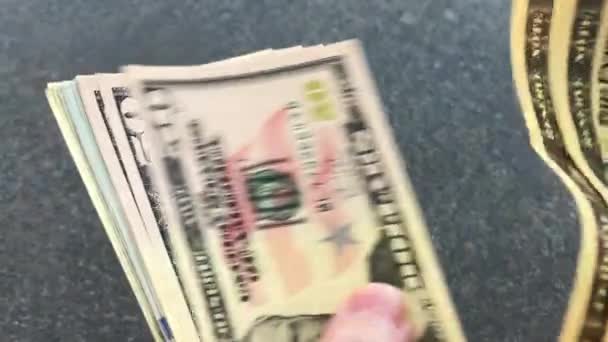 Businessman hands counting dollar banknotes close up. - Footage, Video