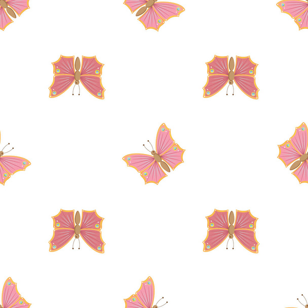Vector graphic seamless pattern with colored butterfles on a white background - Vecteur, image