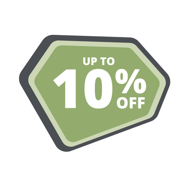 Up to 10 percentage off special offer. Vector colorful sale banner, discount, sticker, sign, icon, label. Hot offer coupon up to 10 percentage off on white background. Vector illustration - Vektor, Bild