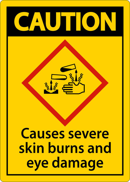 Caution Causes Severe Skin Burns Eye Damage GHS Sign - Vector, Image