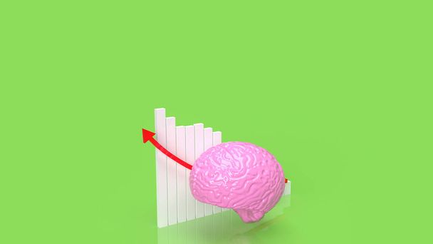 flecha de cerebro y gráfico para arriba para la ciencia o el concepto de educación 3d renderizado - Foto, imagen
