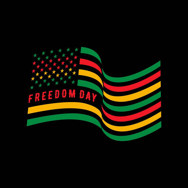 Juneteenth Flag - Freedom Day, Juneteenth Black Freedom Flag (em inglês). Bom para t-shirt e outro design de presente. - Vetor, Imagem