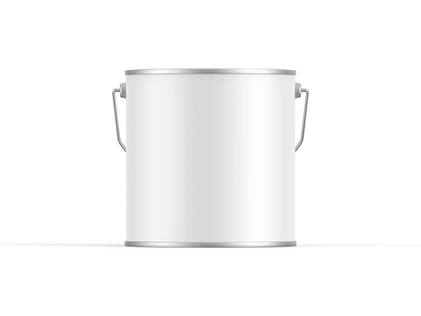 Paint bucket mockup template, white matte paint can with handle for branding and mock up, 3d render illustration - Photo, Image