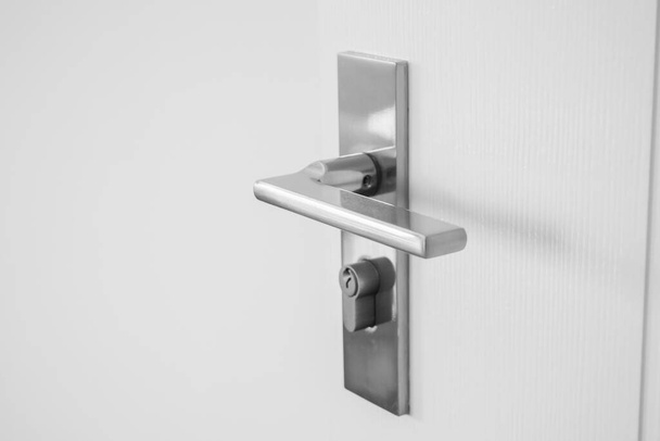 Modern door handle with on white door - Photo, Image