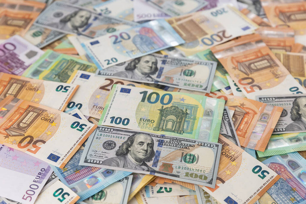 Dollar und Euro. Hintergrund und Textur - Foto, Bild