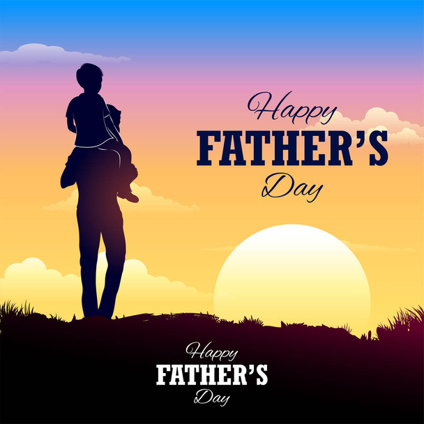 illustration of holiday greetings background for Happy Father s Day with kid with father showing togetherness - Vektör, Görsel