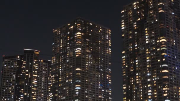 Tokio Vysoký vzestup Byt Bay Oblast noční pohled Tower Mansion - Záběry, video