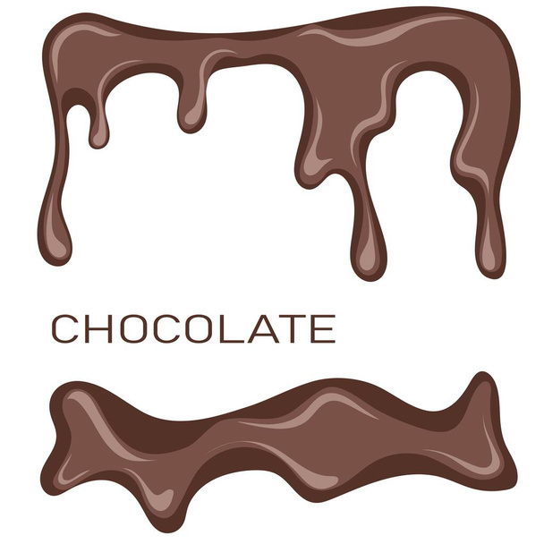 Rama czekoladowa w formie kwadratu. Roztopiony syrop czekoladowy na białym tle - Wektor, obraz