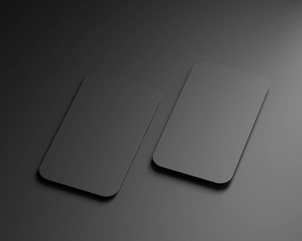 Classic Black Business Card Mockup Top View - Photo, Image
