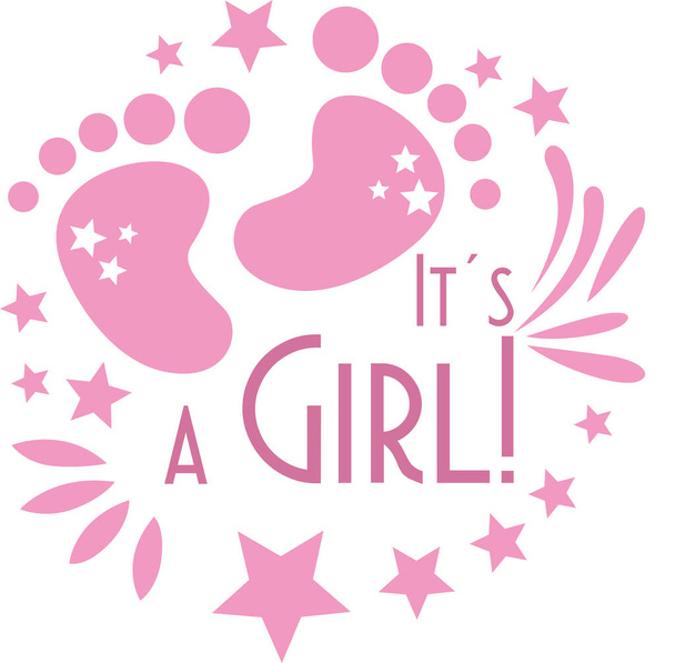 Baby roze illustratie van haar meisje thema - Vector, afbeelding