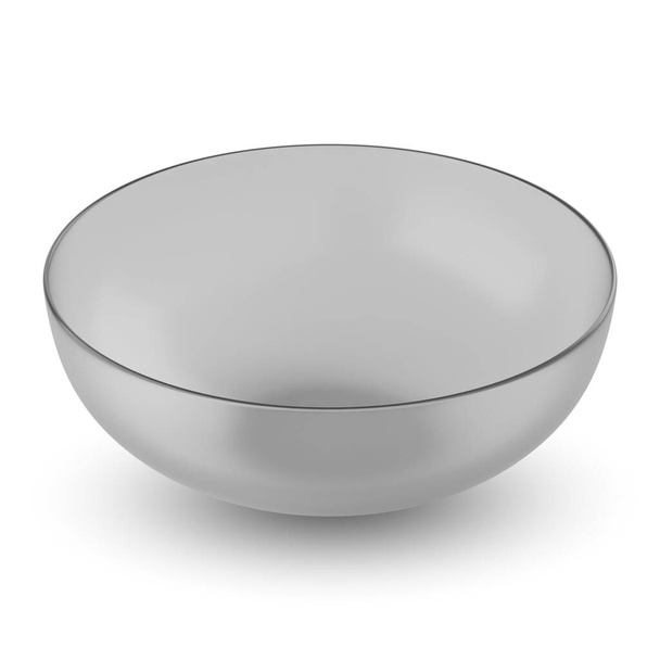 Empty glass bowl isolated on white background. 3D rendering - Photo, Image