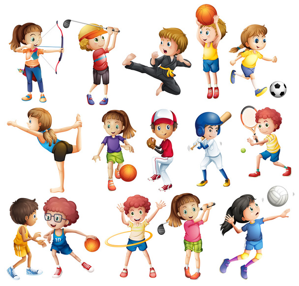 Enfants faisant du sport
 - Vecteur, image