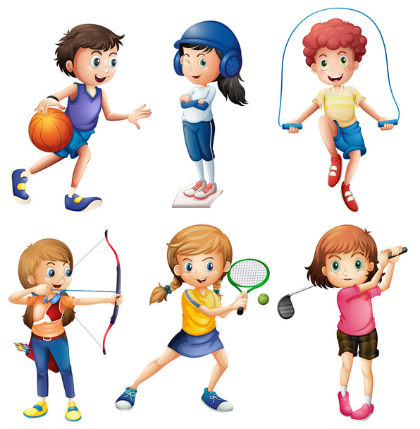 Τα παιδιά παίζοντας τον αθλητισμό - Διάνυσμα, εικόνα