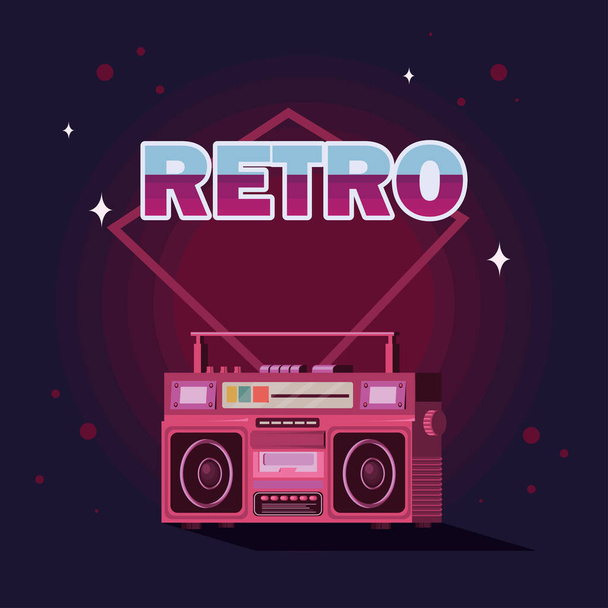 retro radio poster with lettering - Vector, imagen