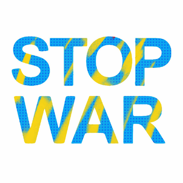 stop war ukraine blue yellow color - Vector, Image