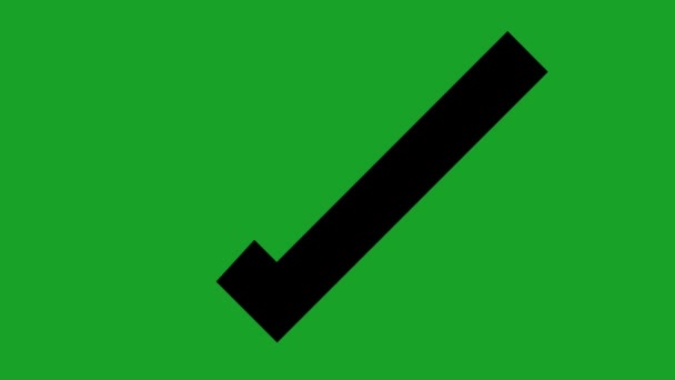 Animace smyčky černé siluety ikony zaškrtávacího políčka na pozadí zelené barvy - Záběry, video