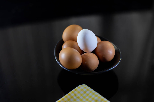 fotoshoots van het ei met lampjes en contrats - Foto, afbeelding
