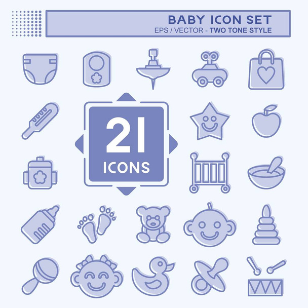 Icon Set Bebeği. Çocuk sembolü için uygun. İki ton stili. Basit dizayn edilebilir. tasarım şablonu. Basit resimleme - Vektör, Görsel