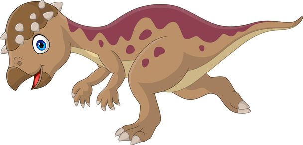Vector illustration of Cartoon happy pachycephalosaurus dinosaur running - ベクター画像
