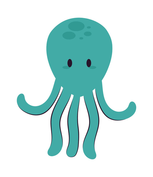 cute octopus icon on white background - Vettoriali, immagini