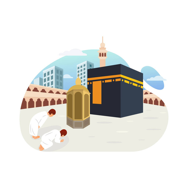 Modlit se za maqam ibrahim po tawaf hajj a umrah vektorové ilustrace - Vektor, obrázek