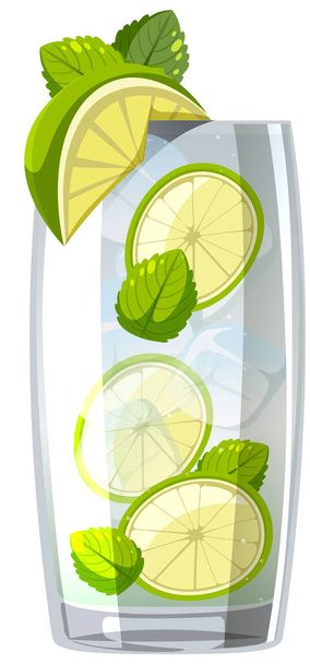 Mojito cocktail in het glas op witte achtergrond illustratie - Vector, afbeelding