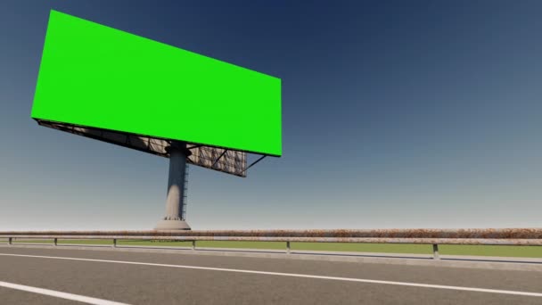 3d rendering fooatge di cartellone accanto autostrada. Cartellone verde dello schermo. - Filmati, video