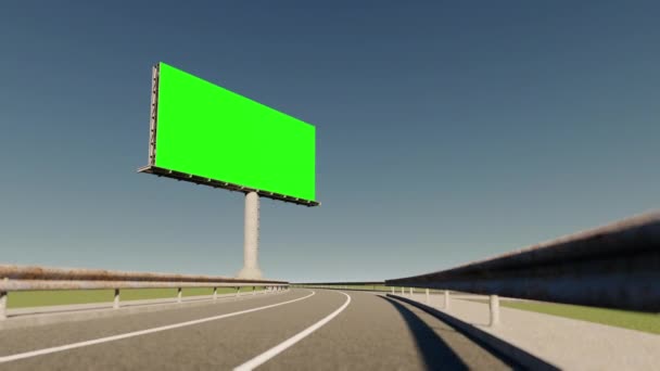 3d fooatge renderização de outdoor ao lado da estrada. Painel de avisos de ecrã verde. - Filmagem, Vídeo