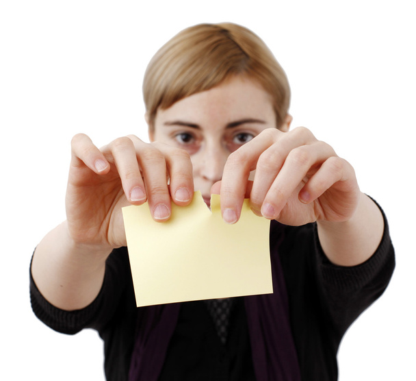 Woman and post it - Photo, image
