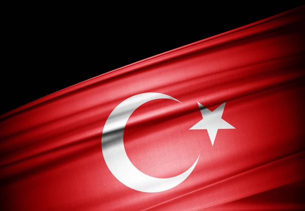sventolando bandiera della Turchia con seta, illustrazione 3d - Foto, immagini