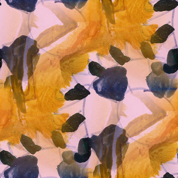 Κυβισμός αφηρημένη Υδατογραφία wallpa κίτρινο, σκούρο μπλε τέχνη υφή - Φωτογραφία, εικόνα