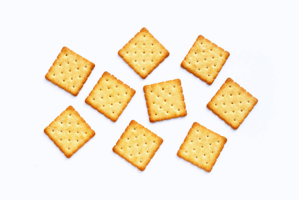 Dry cracker cookies on white background. - Photo, Image