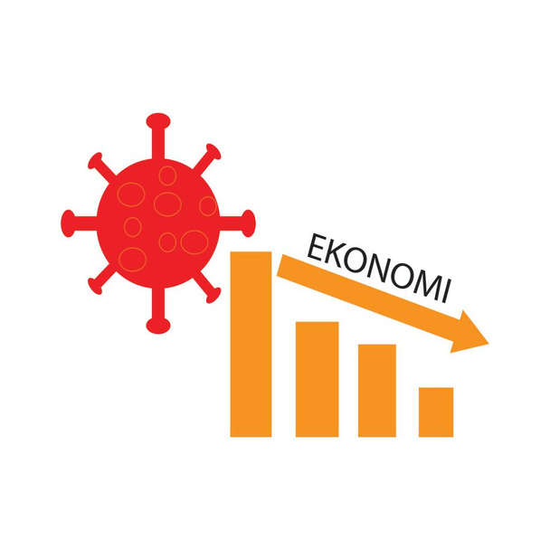 gazdaság gyenge hatás corona ikon vektor tervezés illusztráció - Vektor, kép