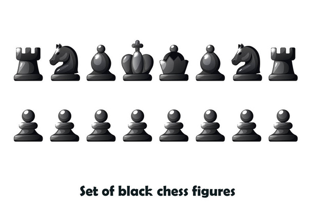 Nastavit černé figurky pro šachovou strategii deskové hry. Symbol vektoru - Vektor, obrázek