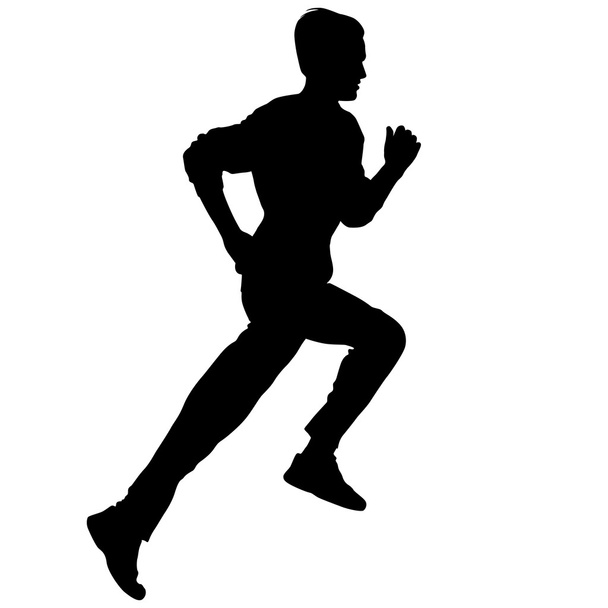 Silhouettes. Runners on sprint, men. vector illustration. - Vector, Image