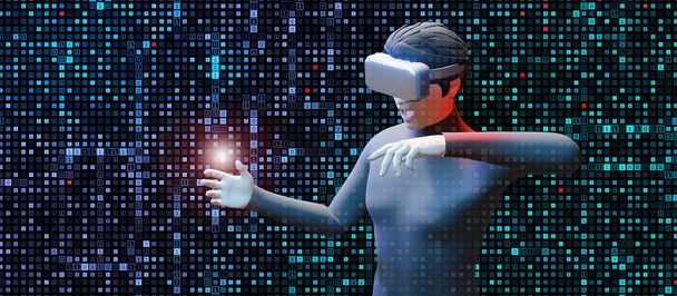 VR bril vr headset Binary Code Computer Code Metaverse Computer Virus 3D Illustraties - Foto, afbeelding