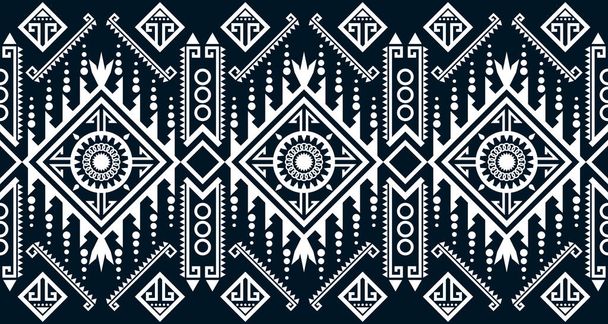 Abstraktní etnický geometrický design tiskového vzoru opakující se texturu na pozadí v černobílé barvě. EP.7.Design pro pozadí, koberec, tapety, oblečení, obaly, Batik, látka, Vektor - Vektor, obrázek